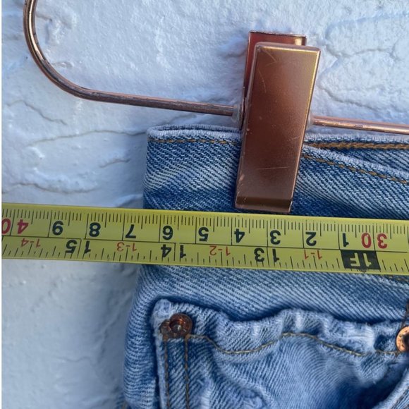 Levis Re/Done Womens High Rise Ankle Crop Distressed Jeans Acid Blue Sz 26 - Picture 3 of 16